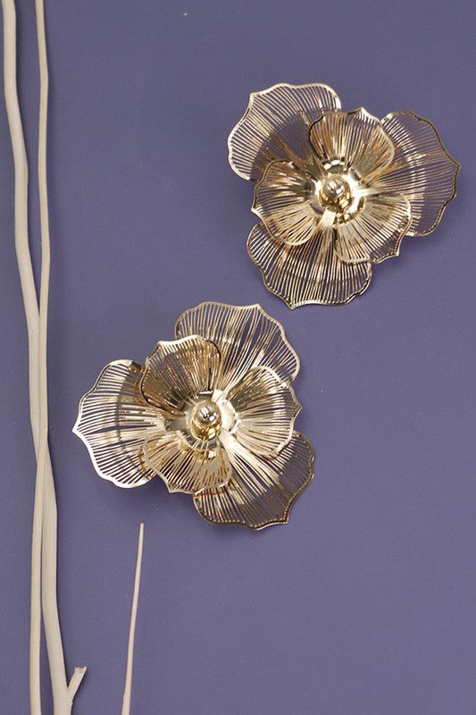 Filigree Gold Flower Earrings
