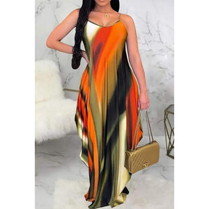 SUNSET ORANGE TIE DYE CAMI DRESS