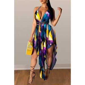 FLORAL MULTICOLOR BACKLESS DRESS