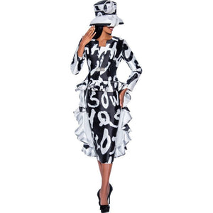 Ruffled Black & White Dress Suit
