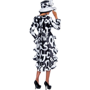 Ruffled Black & White Dress Suit