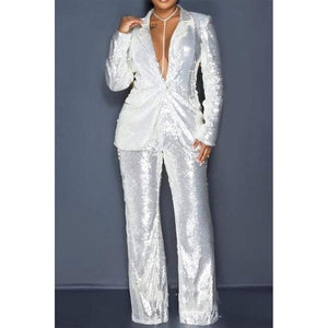 DIVA STYLE SEQUINS BLAZER & PANTS SUIT