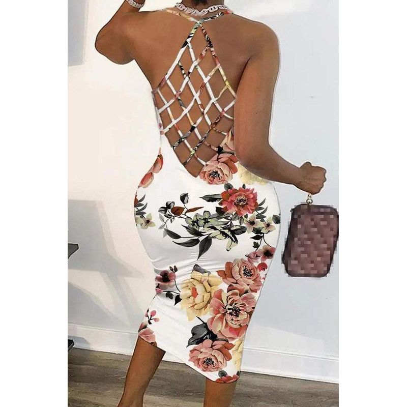 COCKTAIL HOUR FLORAL PRINT MIDI DRESS