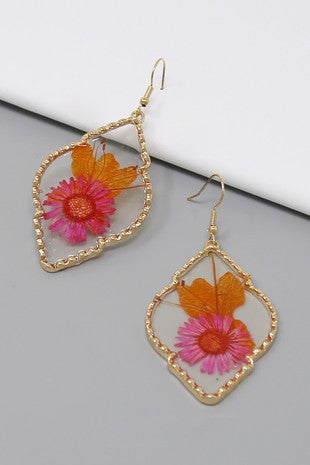 Flower Diamond Shape Earrings