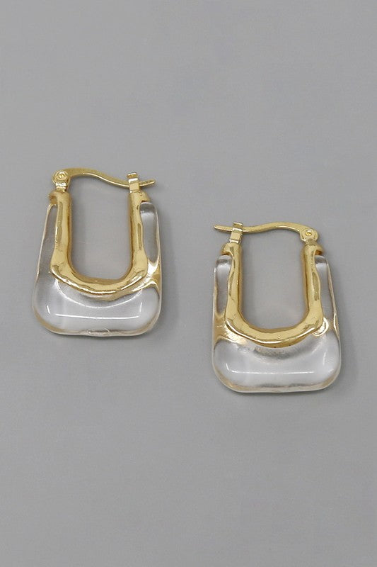 Marble Gold Hoop Earrings