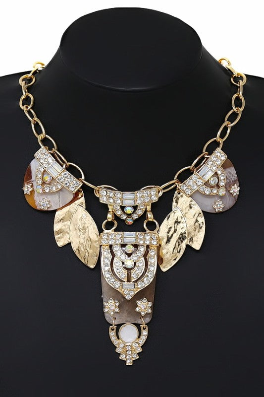Glass Stone Embellished Necklace