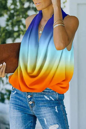 Ombre Sleeveless Chiffon Top