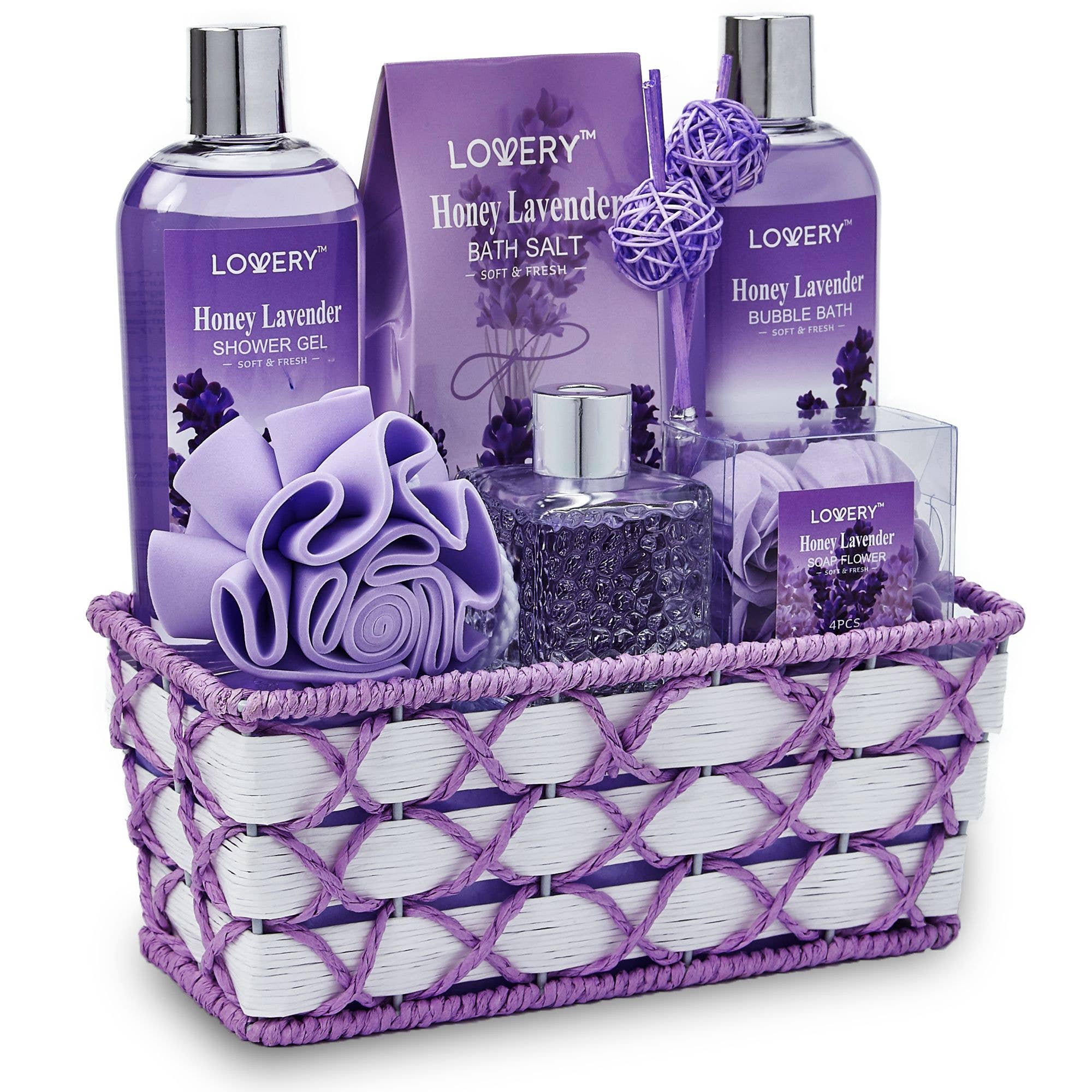 Bath And Body Gift  Set - Honey Lavender with Oil Diffuser