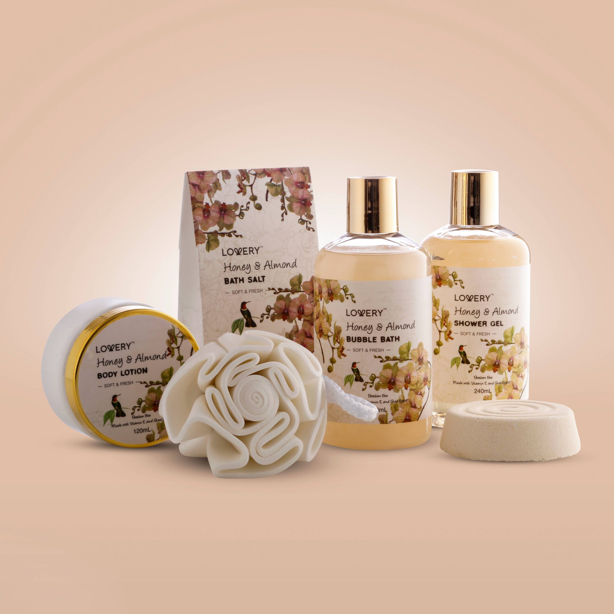 Home Spa Gift Basket, Honey & Almond Scent, Bath & Body Care