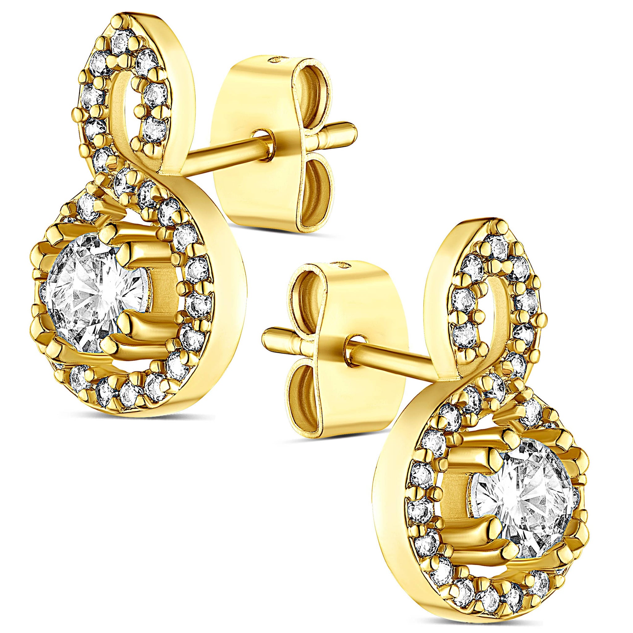 14K Gold Plated Earring with CZ Stones, Pouch, Bath Bomb