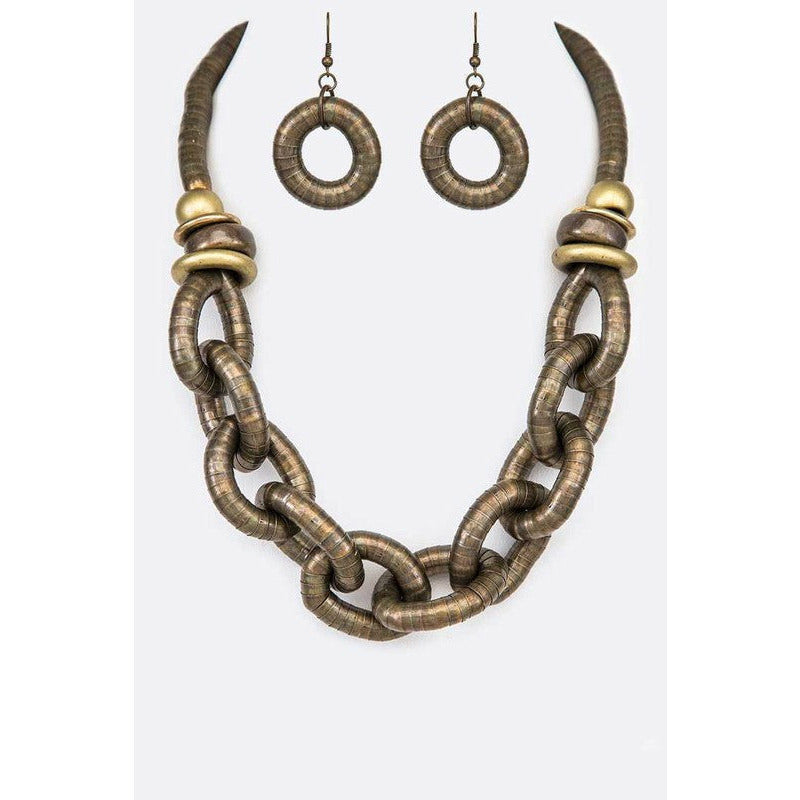 Vintage Inspired Coil Chain Loop Necklace Set