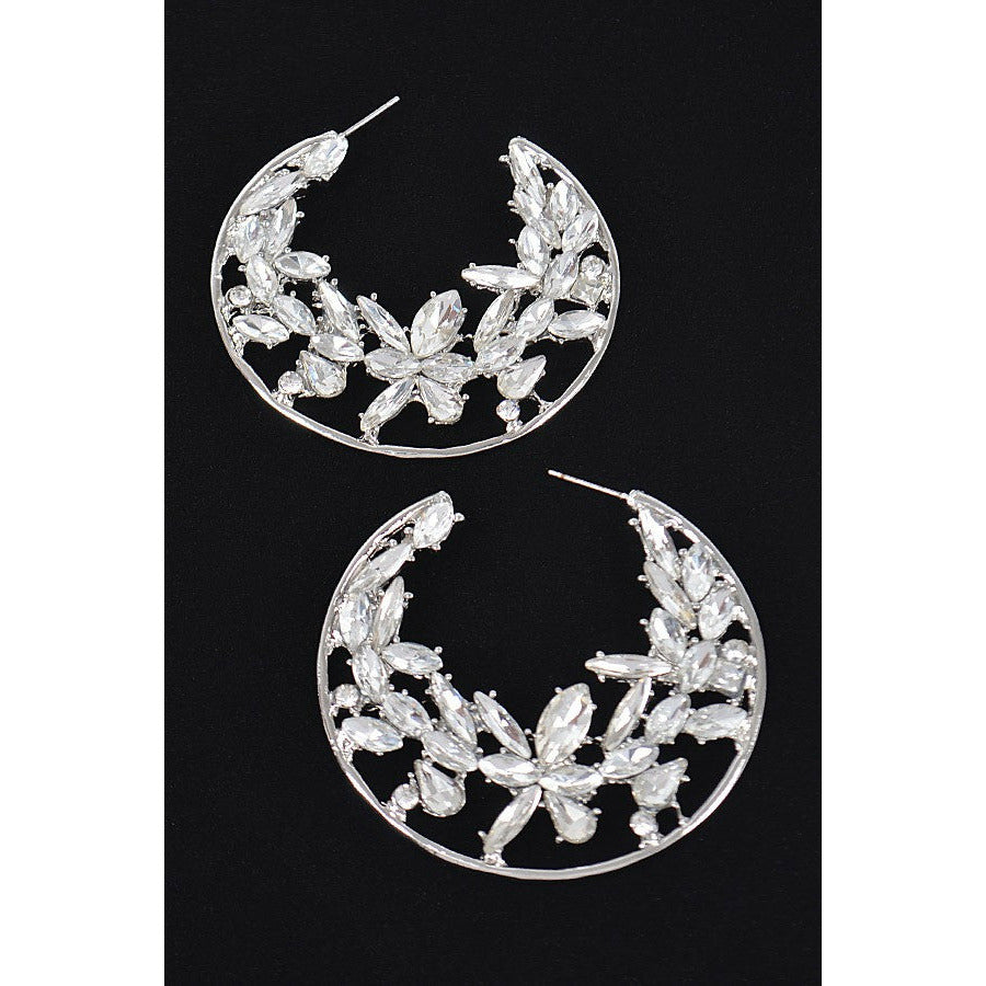 Rhinestone Moon Hoop Earring