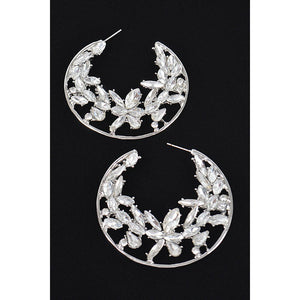 Rhinestone Moon Hoop Earring