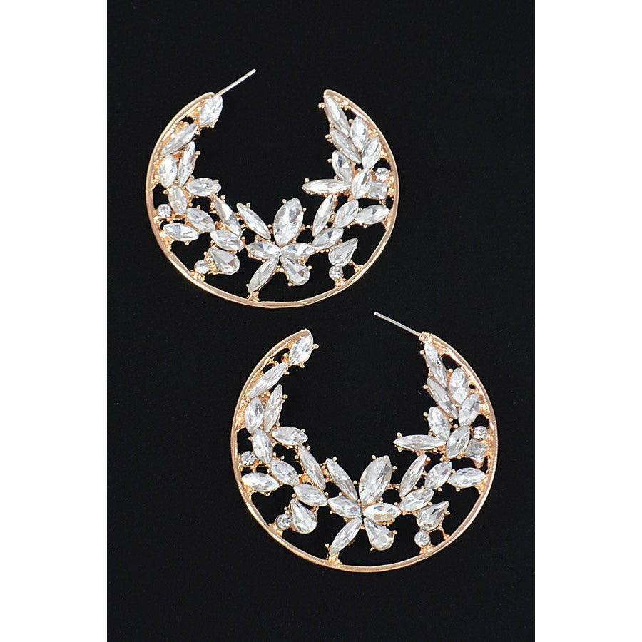 Rhinestone Moon Hoop Earring