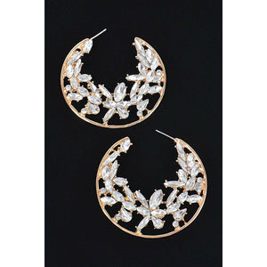 Rhinestone Moon Hoop Earring