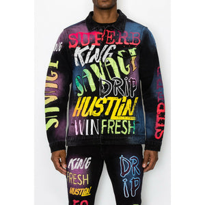 AIR BRUSH SCRIBBLE DENIM JACKET
