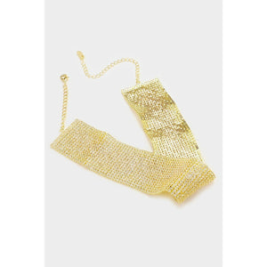 Gold Crystal Rhinestone Choker Necklace Set