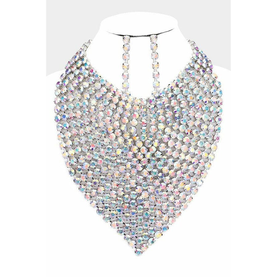 Rhinestone Multi-Color Crystal Teardrop Necklace Set
