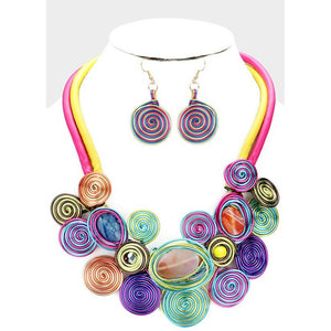 Triple Oval Bead Swirl Necklace Set