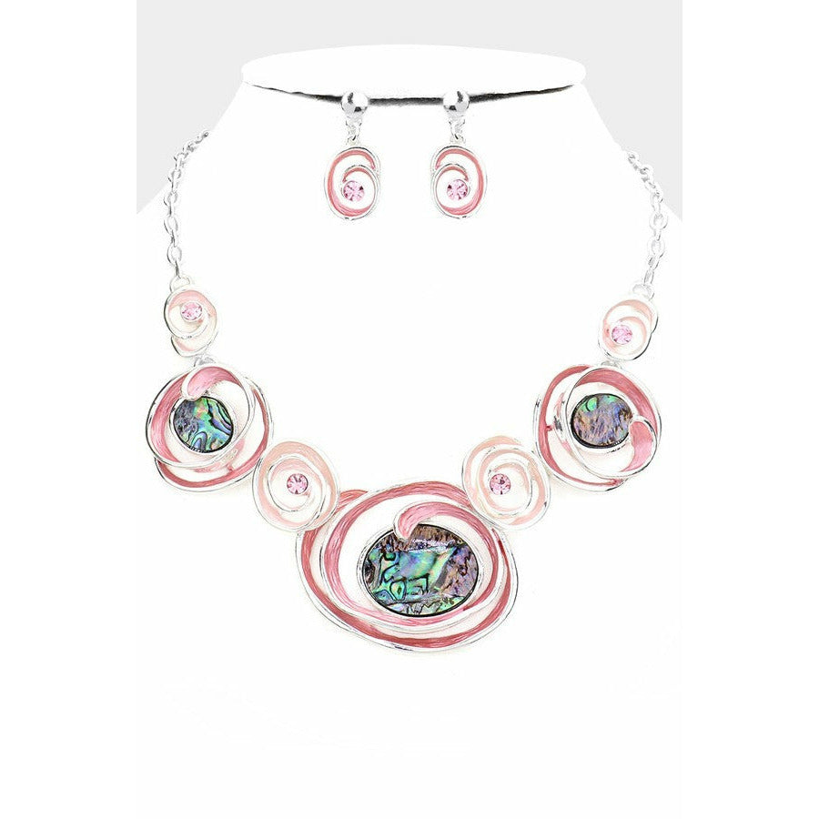 Pretty Pink Colored Abstract Necklace Set
