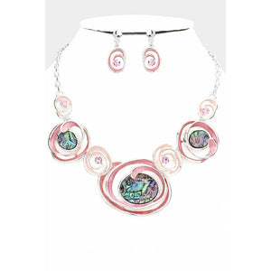 Pretty Pink Colored Abstract Necklace Set