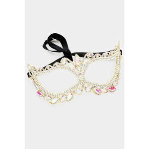Gold Crystal Multicolor Rhinestone Masquerade Mask