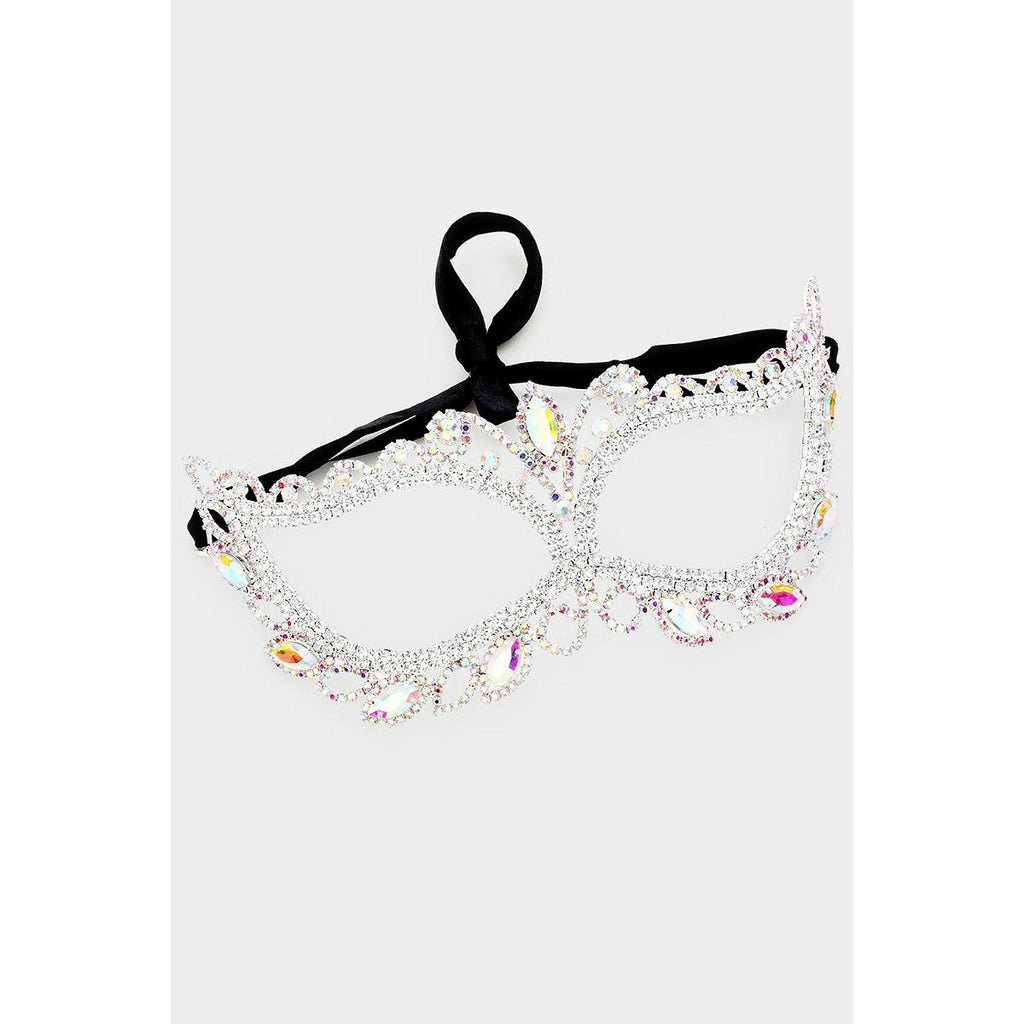 Silver Multicolor Crystal Rhinestone Masquerade Mask