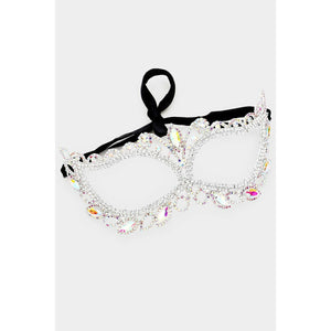 Silver Multicolor Crystal Rhinestone Masquerade Mask