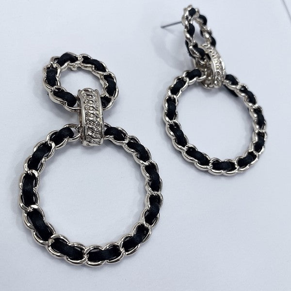 Silver & Black Circle Earrings
