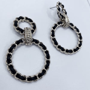 Silver & Black Circle Earrings